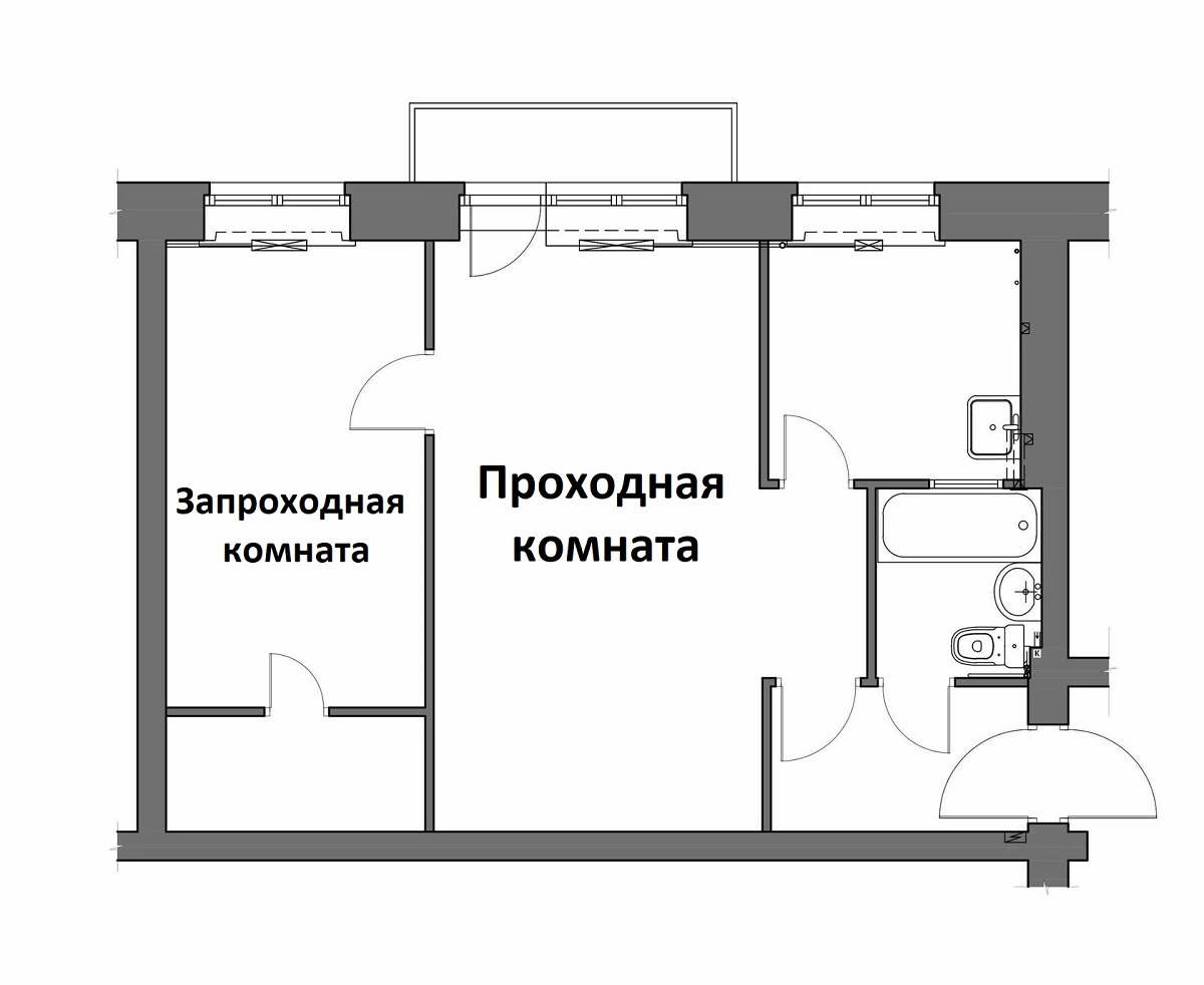 Планировка квартиры со смежными комнатами